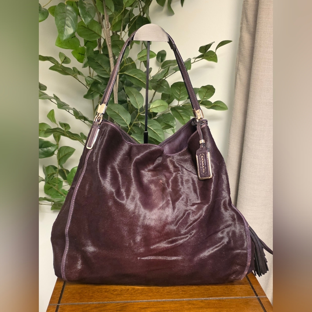 Coach Calfhair Purple Madison Phoebe Shoulder Bag 26764